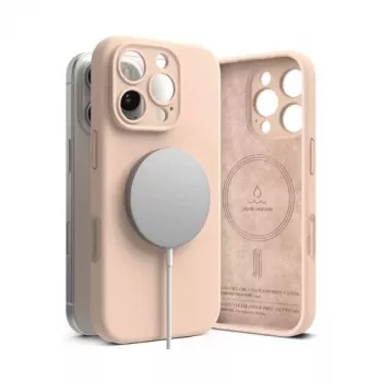 Ringke iPhone 16 Pro Max -kotelo silikoni magneettinen Pink Sand