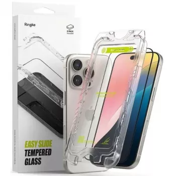Ringke iPhone 16 Pro Max näytönsuoja Premium Easy Slide Tempered Glass 9H asennusapuvälineellä (2 kpl pakkaus) läpinäkyvä