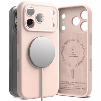 Ringke iPhone 17 Pro -kotelo silikoni magneettinen Pink Sand