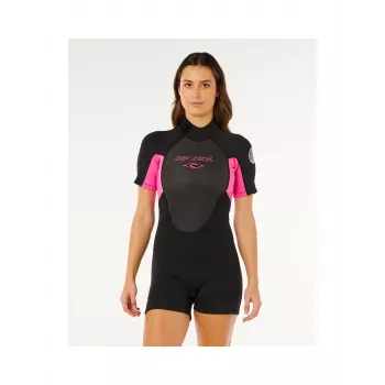 Rip Curl Omega Back Zip märkäpuku - musta/pinkki - naisten - koko S