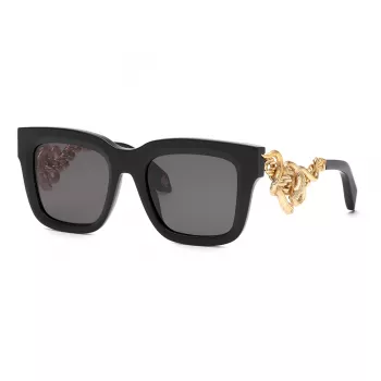 Roberto Cavalli SRC041M520700 unisex aurinkolasit - musta kehys, harmaat liukuvärilinssit, 52 mm