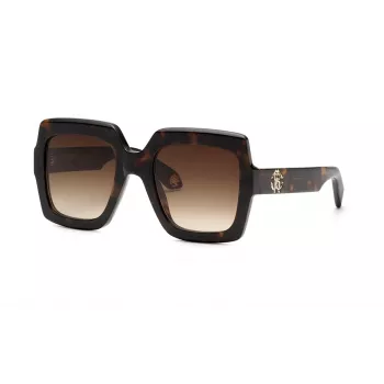 Roberto Cavalli naisten SRC108-5204BL cat-eye-aurinkolasit, sininen havanna-kehys, liukuvärjätyt siniset linssit, 52mm