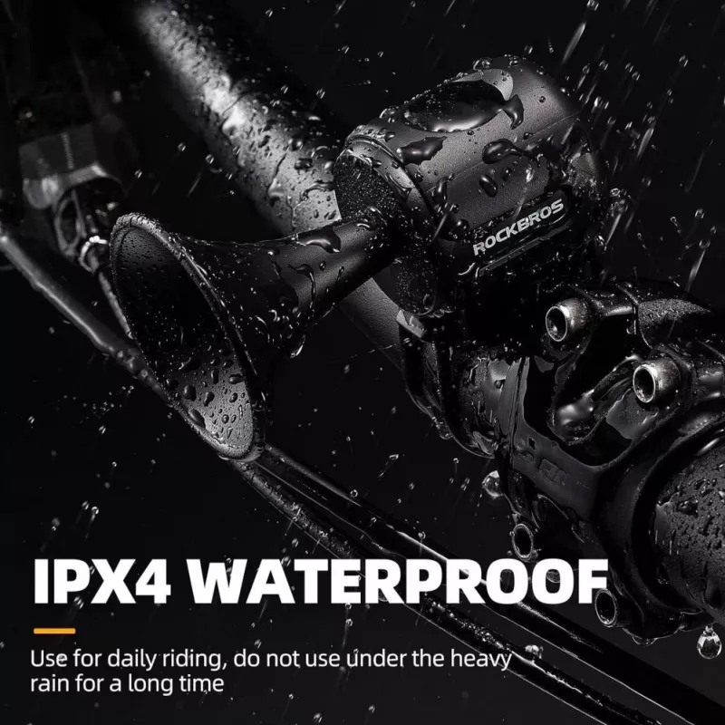 ROCKBROS elektroninen pyöränkello - musta, 110-120 dB, 4 ääntä, ladattava, IPX4