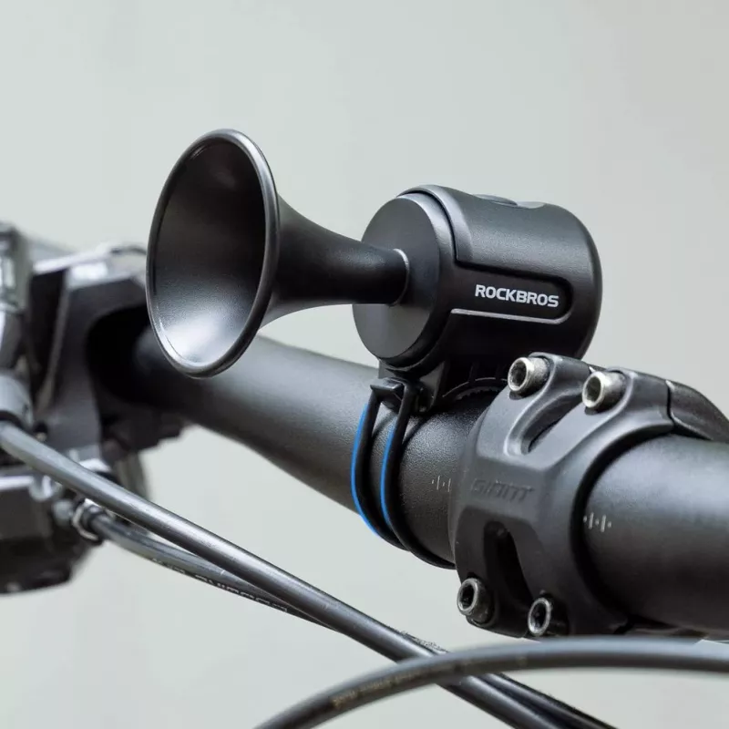 ROCKBROS elektroninen pyöränkello - musta, 110-120 dB, 4 ääntä, ladattava, IPX4