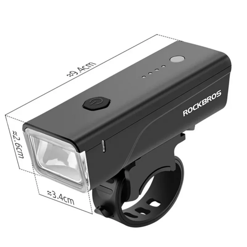 ROCKBROS etuvalo 260 lm USB-C - USB-A-kaapelilla - musta