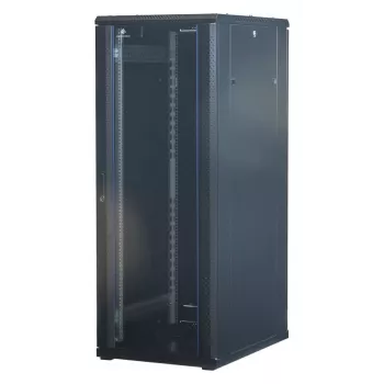 Rockstable 32U 19 tuuman palvelinkaappi lasiovella - vapaasti seisova runko - 32U - 800 kg - lukittava lukko - asennuskiskot - säädettävät jalat (RS19-6832)
