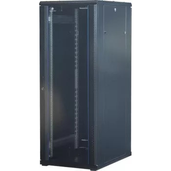 Rockstable 32U 19 tuuman palvelinkaappi lasiovella - vapaasti seisova runko - 32U - 800 kg - lukittava lukko - asennuskiskot - säädettävät jalat (RS19-6832)