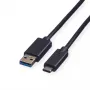 ROLINE GREEN USB 3.2 Gen 1 kaapeli, USB A-C, ST/ST, musta, 3 m 11.44.9013