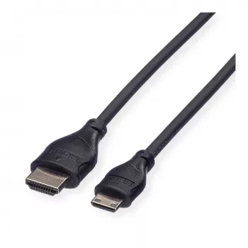ROLINE HDMI High Speed -kaapeli Ethernetillä, HDMI-A-uros–Mini HDMI -uros, 2 m, 11.04.5580