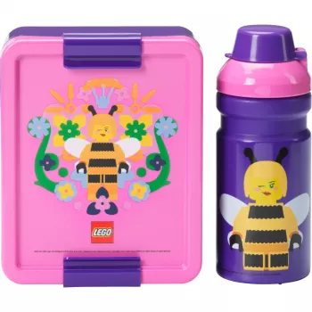 ROOM COPENHAGEN LEGO Lunch Set Bee - 2-osainen setti juomapullolla ja eväsrasialla, violetti