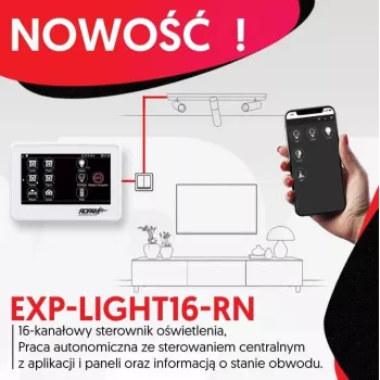 Ropam valaistuksenohjaus EXP-LIGHT16-RN – 16-kanavainen relelaajennusmoduuli RopamNet-väylälle
