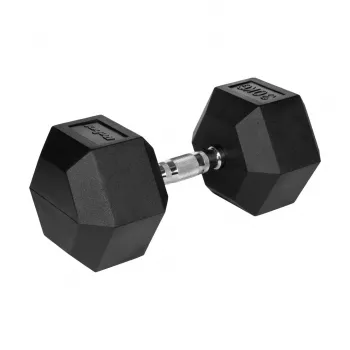 Kumipäällysteinen valurautainen kuusikulmainen käsipaino 30 kg REBEL ACTIVE