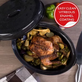 Russell Hobbs CW114911EU Vitreous Enamel 36cm itsestään valava paistovuoka ja kansi, musta