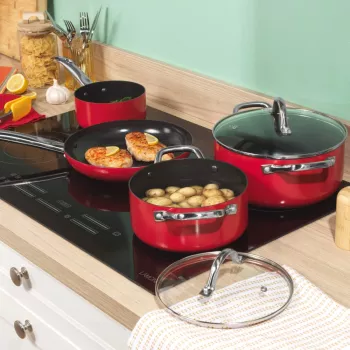 Russell Hobbs RH03821 Riviera 4-osainen kattilasarja, punainen