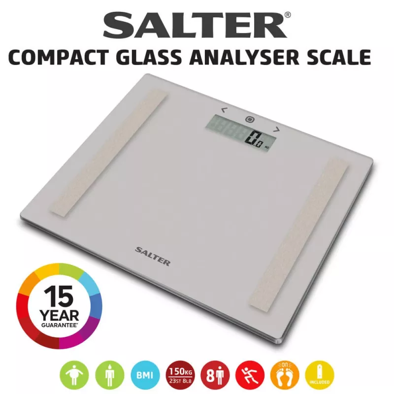 Salter 9113 GFEU12 Compact Glass Analyser henkilövaaka, harmaa