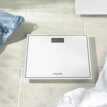 Salter 9207 WHCFEU12 kompakti elektroninen lasinen henkilövaaka, valkoinen