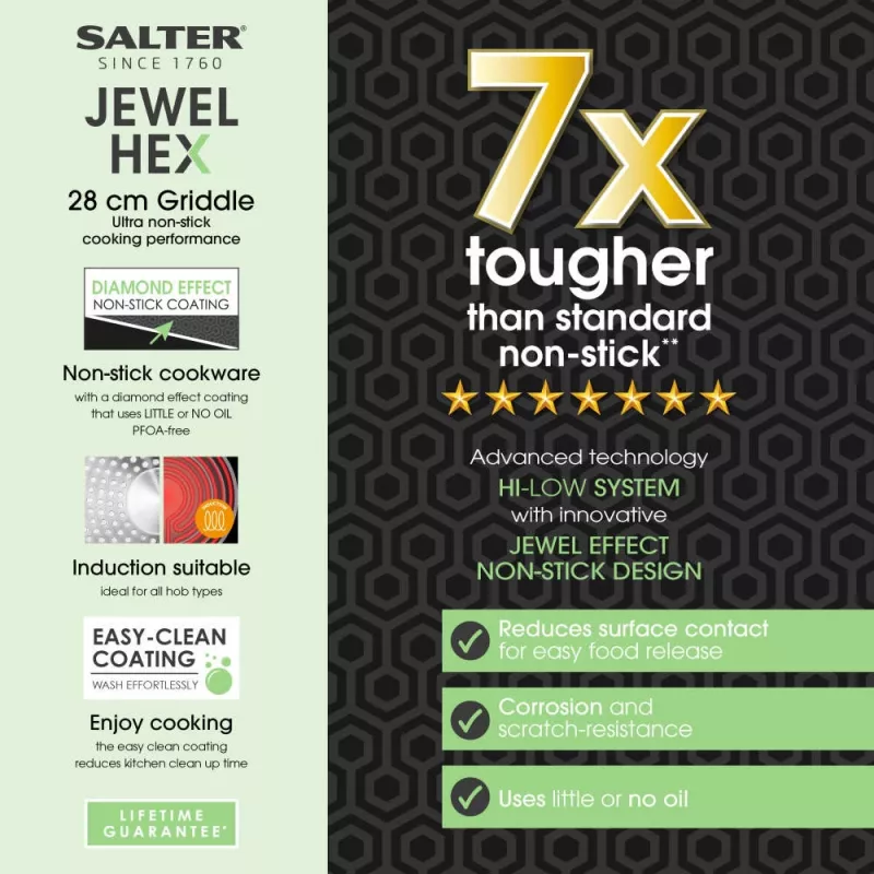 Salter BW116231SA Jewel Hex 28 cm grillipannu