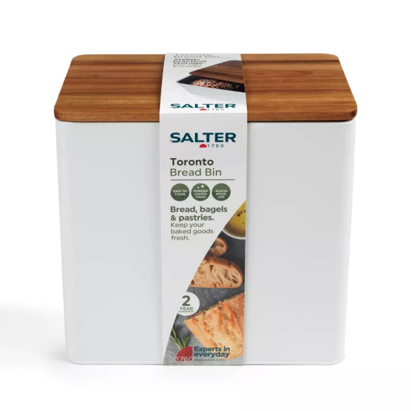 Salter BW128991W Toronto leipälaatikko, valkoinen/puu