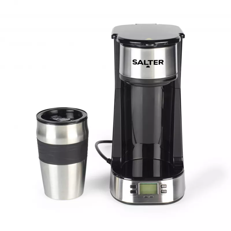 Salter EK2732FVDE digitaalinen kahvinkeitin, yhdelle kupille, 420 ml:n matkamukilla