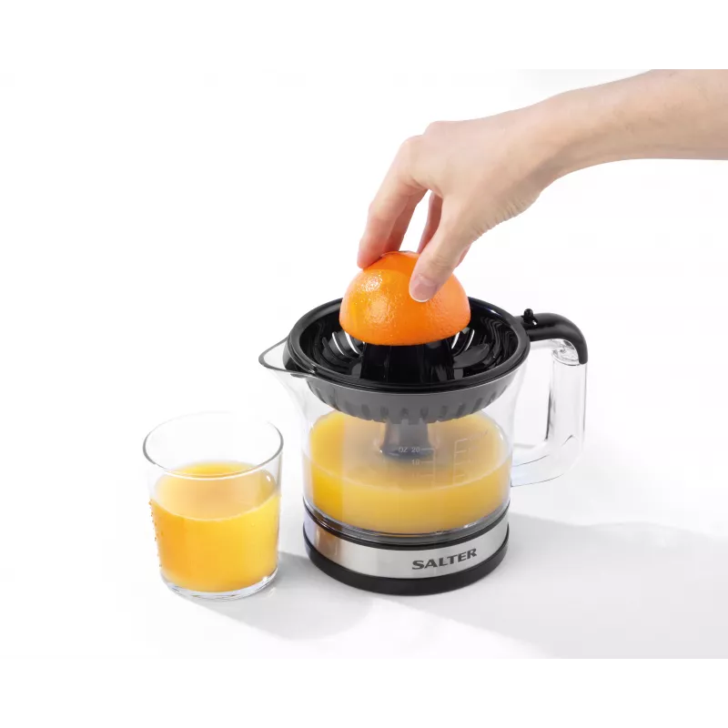 Salter EK5025FVDE sähkökäyttöinen sitruspuristin, 600 ml:n kannu, 2 puristuskartiota