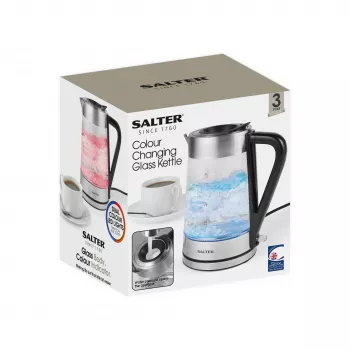 Salter EK5078SSFVDE värinvaihtava lasinen vedenkeitin 1,7L 3000W