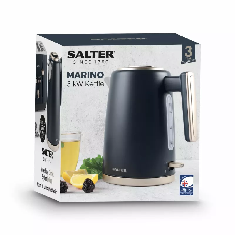 Salter EK5561BGRYFVDE Marino Rapid Boil vedenkeitin - 1,7 l, 3000 W, teräs, harmaa