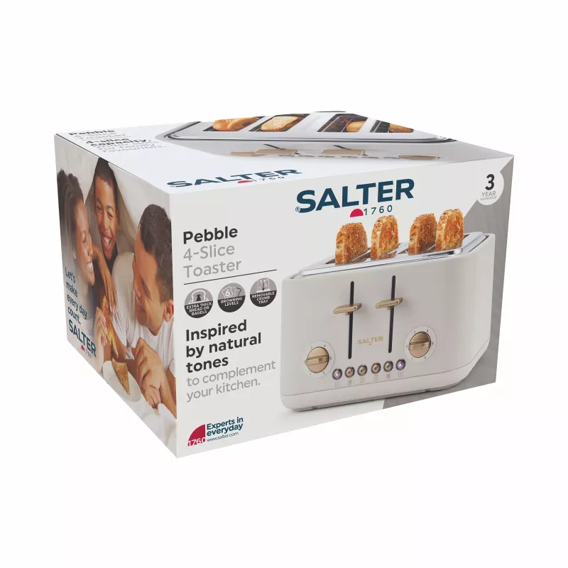 Salter EK5823OBVDE Pebble 4 viipaleen leivänpaahdin - obsidian black
