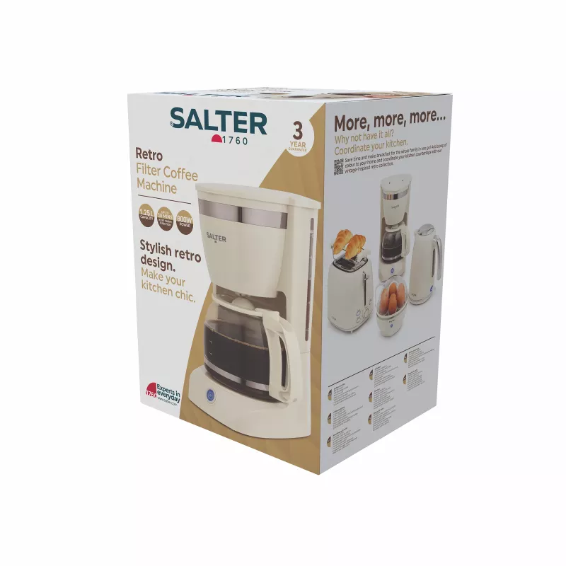Salter EK6695CRMVDE retro-suodatinkahvinkeitin 1,25 l 900 W kerma
