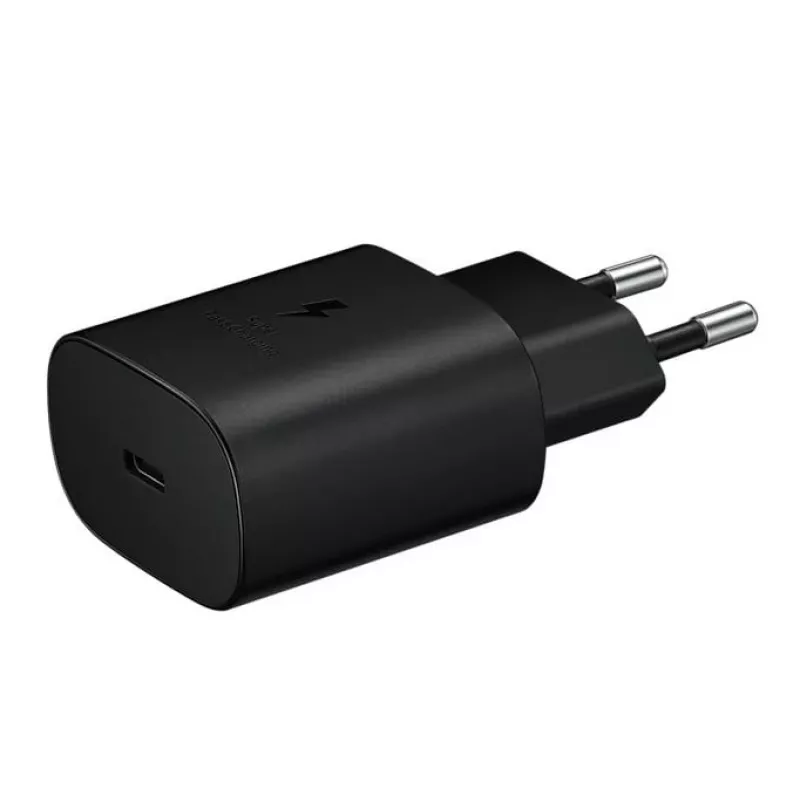 Samsung 25W USB-C Super-pikalaturi matkakäyttöön USB-C–USB-C-kaapelilla - musta