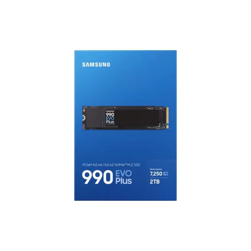Samsung 990 EVO Plus SSD, 2 TB, M.2, PCIe 4.0, 7150 MB/s, 1350000 IOPS, musta