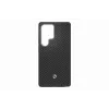 Samsung Enzo aramidikotelo Galaxy S25 Ultra -puhelimelle – musta hopea
