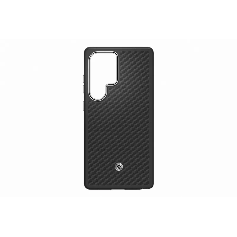 Samsung Enzo aramidikotelo Galaxy S25 Ultra -puhelimelle – musta hopea