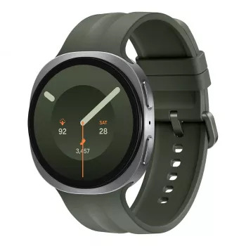 Samsung Galaxy Watch9 LTE 44 mm Silver älykello oliivinvihreällä urheilurannekkeella M/L