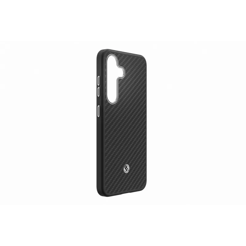 Samsung GP-FPS931PGABW Enzo Aramid kuori Samsung Galaxy S25:lle, musta hopea