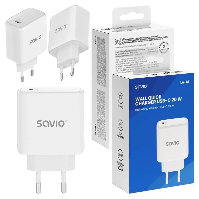 SAVIO LA-14 20W seinälaturi Power Delivery 3.0 -tuella