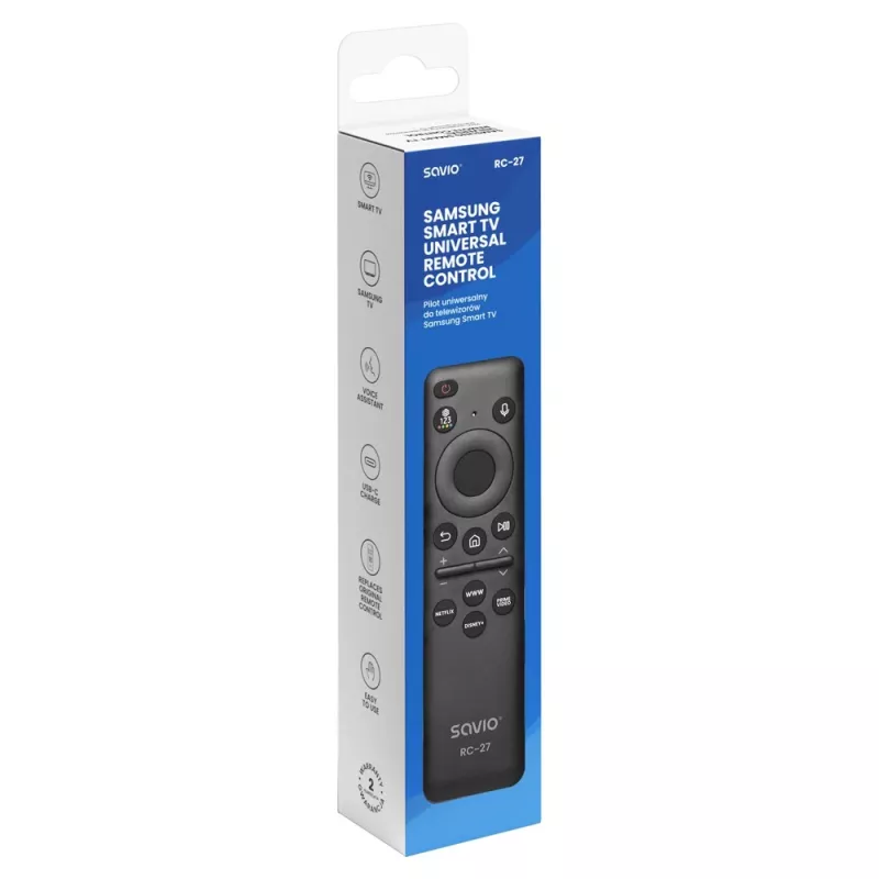 SAVIO RC-27 yleiskaukosäädin Samsung Smart TV -televisioille – musta