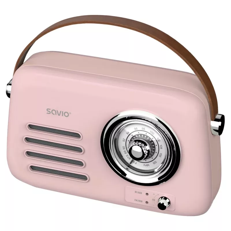 SAVIO RS-03 kannettava radio FM/AM MP3 USB/SD-toistolla, pinkki