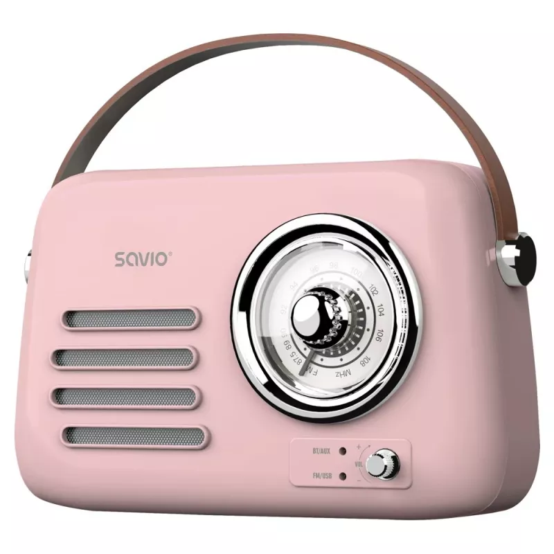 SAVIO RS-03 kannettava radio FM/AM MP3 USB/SD-toistolla, pinkki