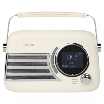SAVIO RS-04 kannettava DAB+ FM-radio ladattavalla akulla, LCD-näyttö, kaksoisherätys, musta