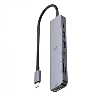 SBOX H-999 7-in-1 USB-C-keskitin Space Gray