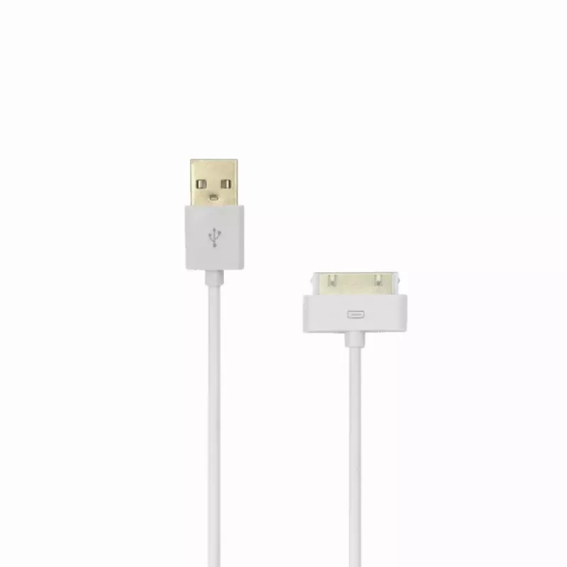 SBOX IPH4 USB-A - Apple 30-pin -kaapeli, 2m, valkoinen, lataus ja tiedonsiirto
