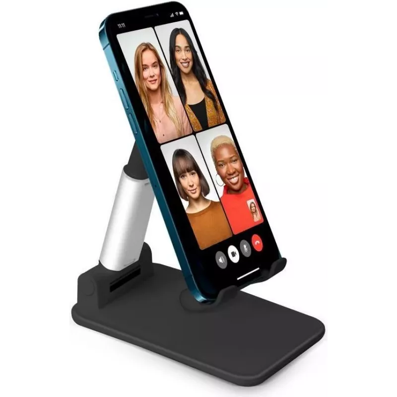 SBS Mobile TASTAND yleinen taitettava laiteteline e-lukulaitteille, älypuhelimille ja tableteille 12 tuumaan asti – musta & hopea