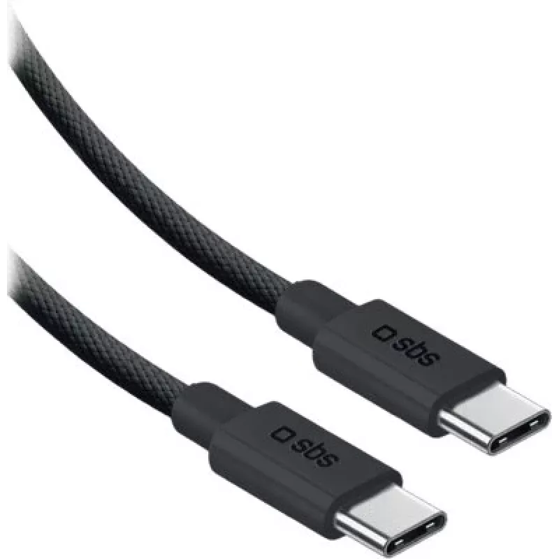 SBS USB-C–USB-C nailonkaapeli 2m 240W musta