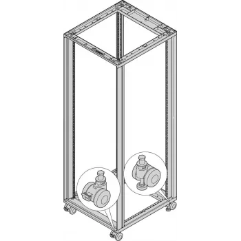 SCHROFF rullasarja säätöjaloilla, 400 kg kantavuus, 60 mm pyörät, 4 kpl:n pakkaus 27230068