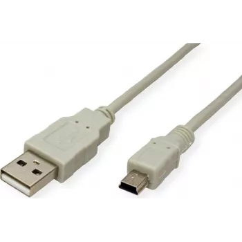 SECOMP STANDARD USB 2.0 -kaapeli, Type-A - 5-pin Mini, beige, 0,8 m (S3141)