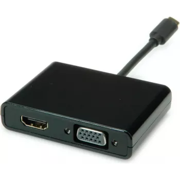 SECOMP STANDARD USB-C HDMI + VGA näyttösovitin, 4K HDMI, 1080p VGA, musta, 0,1m S3250