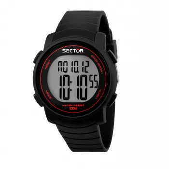 SECTOR MAN R3251543001 (44mm) kvartsikello - musta kellotaulu, silikoniranneke