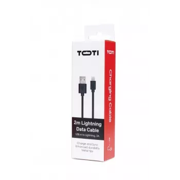 SEEK TOTI USB-A - Lightning, 2m PVC-datakaapeli 2A (non-MFI), musta