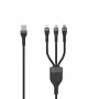 SEEK TOTI USB-A - Micro-USB / USB-C / Lightning 1,5m punottu kaapeli 2A (Non-MFI) musta