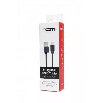 SEEK TOTI USB-A - Type-C, 1m PVC-datakaapeli 3A, musta